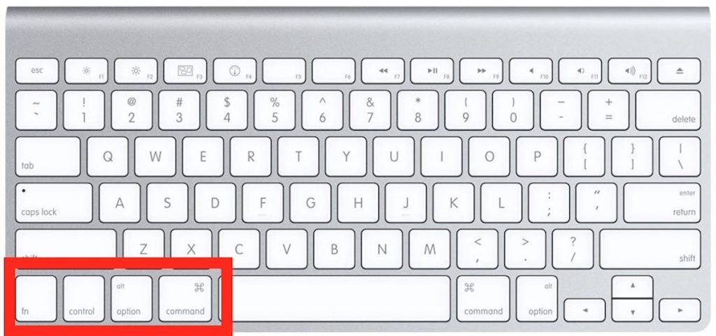 Расположение клавиш на Эпл клавиатуре